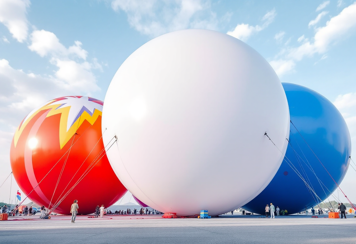 Ballon hélium Publicitaire Géantlors d'une scène extérieure ultra-réaliste